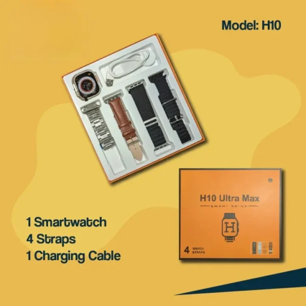 H10 Ultra Max Smartwatch with 4 Watch Straps - Image 3